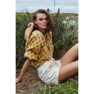 Anthropologie Boho Peasant Blouse Yellow Medium